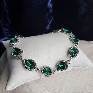 Swarovski Elements Emetald Green Teardrop Fashion Tennis Bracelet NEW